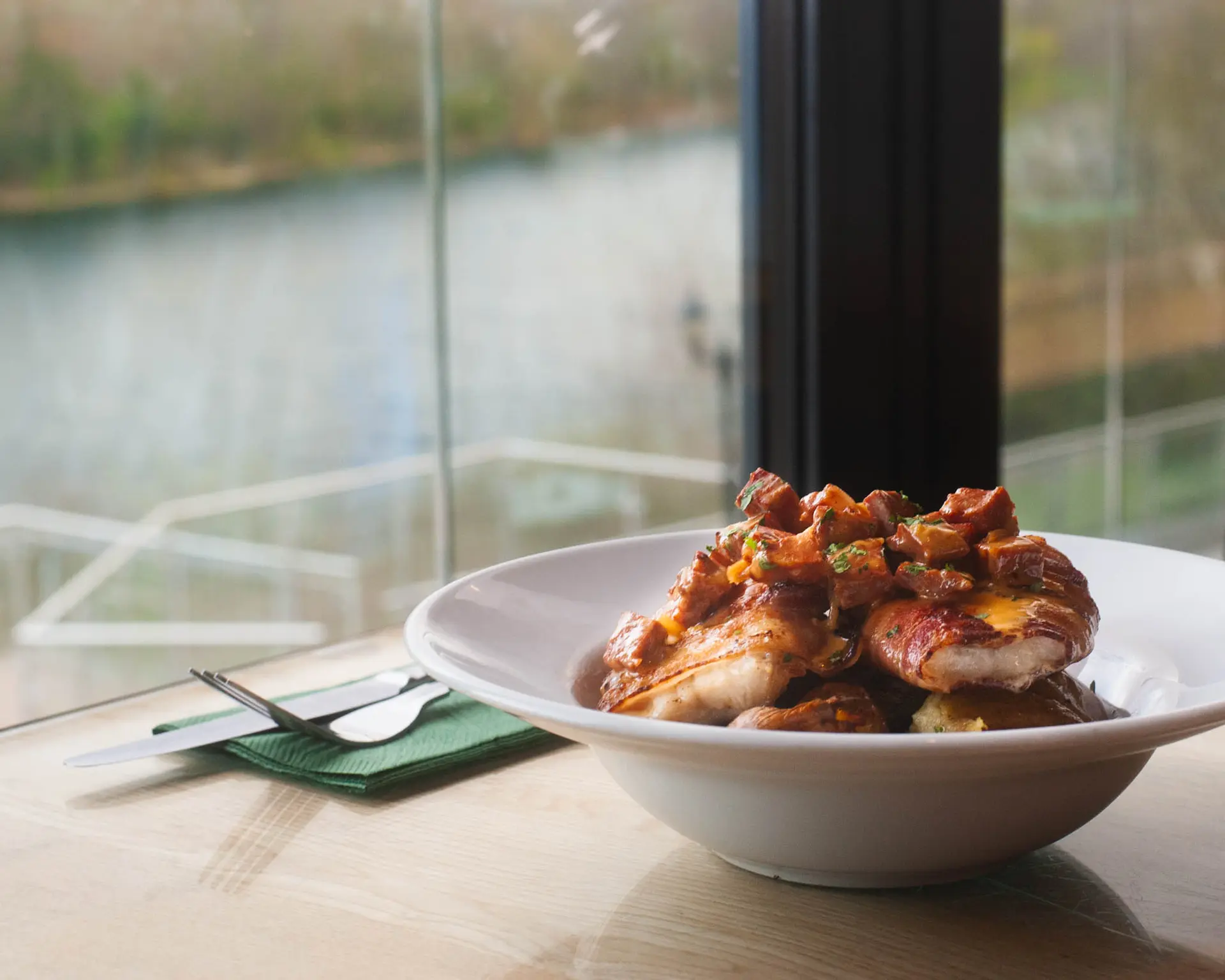 A dish served beside the water at Casa